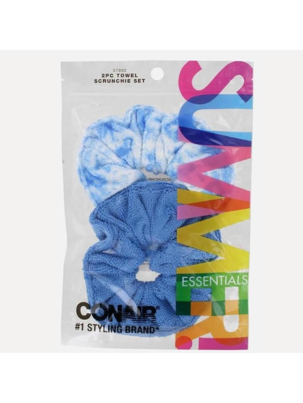 Conair Scrunchie Set Hair Tie 2 Piece Towel Summer Essentials Blue 57902 Gift